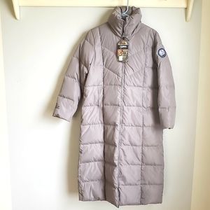 Full Length Gray Silver Duck Down Outdoors Coat
